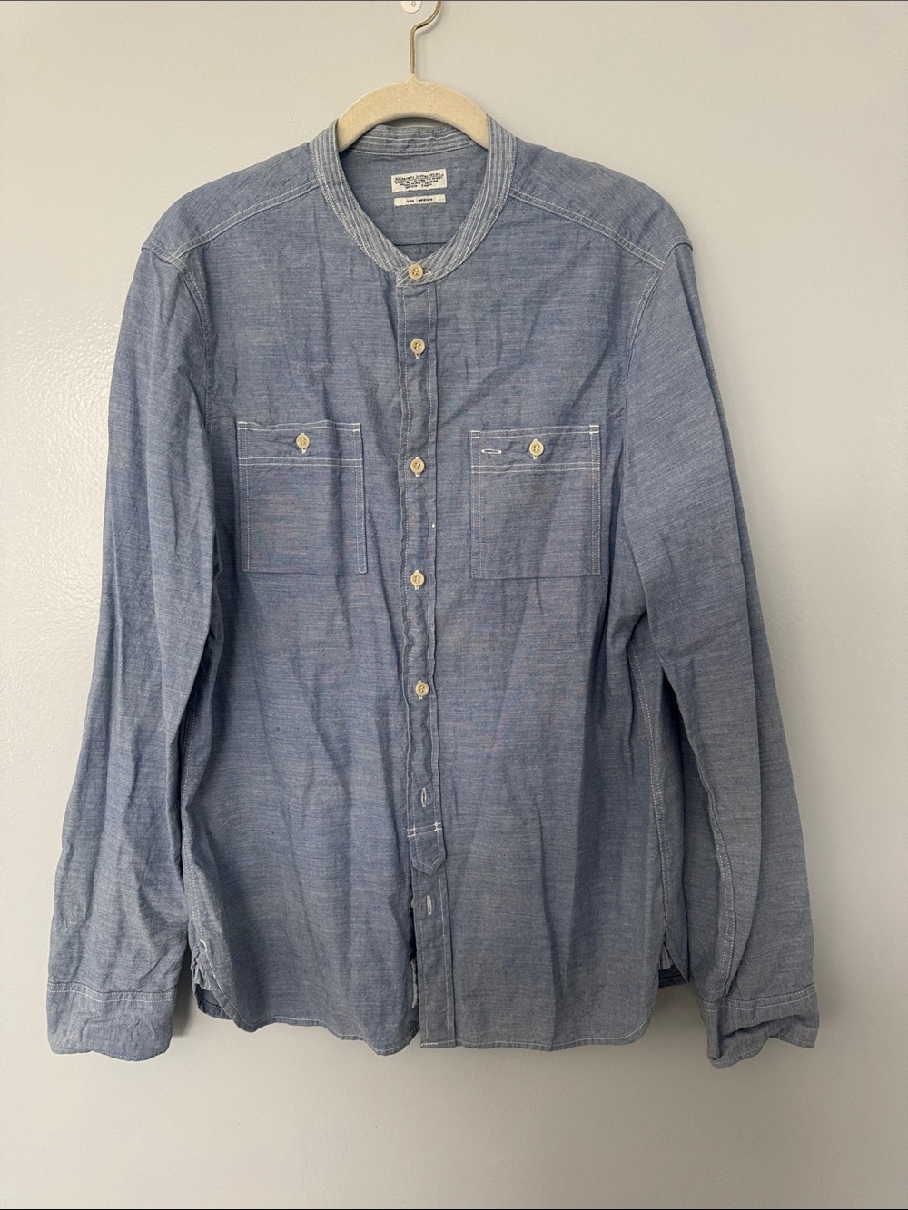 All Saints Light Blue Button-Up Shirt Long Sleeve Summer Classic Size Medium